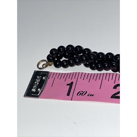 Beautiful Vintage Pink Stimulated CORAL & Jade Black Onyx Beaded Necklace A41 - Picture 11 of 13